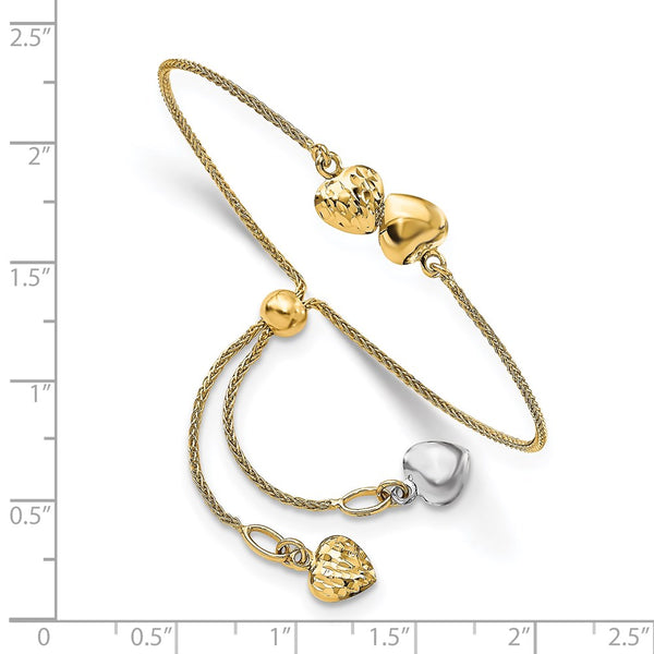 14KT White and Yellow Gold Heart Bolo Bracelet