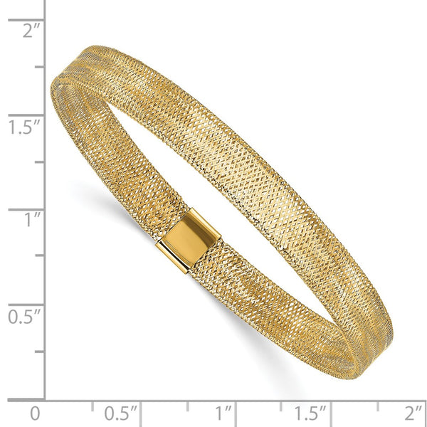 14KT Yellow Gold 7-inch 7MM Stretch Bangle Bracelet