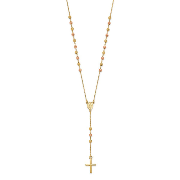 14KT Yellow and Rose Gold 16.5-inch Cross Necklace