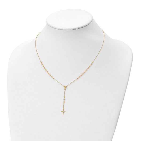 14KT Yellow and Rose Gold 16.5-inch Cross Necklace