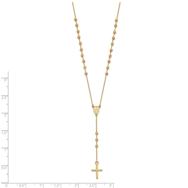 14KT Yellow and Rose Gold 16.5-inch Cross Necklace