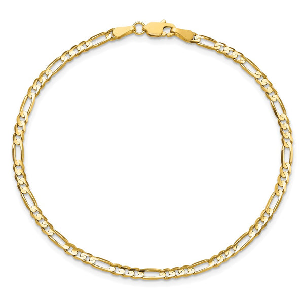 14KT Yellow Gold 8-inch 3MM Lobster Clasp Figaro Bracelet