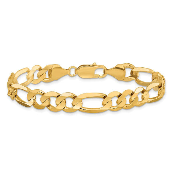 14KT Yellow Gold 8-inch 8.75MM Lobster Clasp Figaro Bracelet
