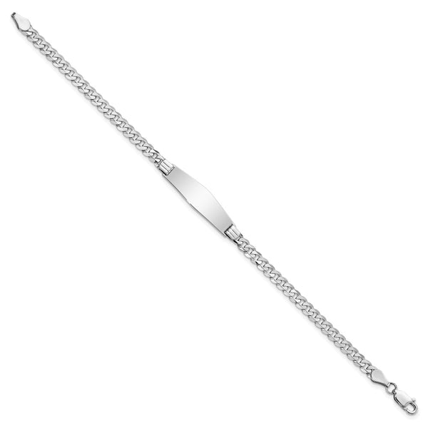 14KT White Gold 8-inch 7.5MM Flat Curb ID Bracelet