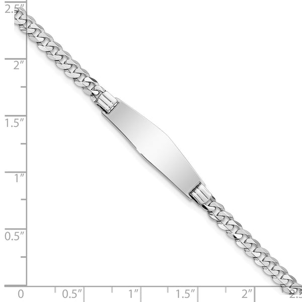 14KT White Gold 8-inch 7.5MM Flat Curb ID Bracelet