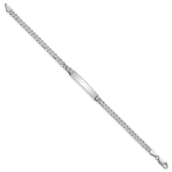 14KT White Gold 7-inch 5MM Flat Curb ID Bracelet