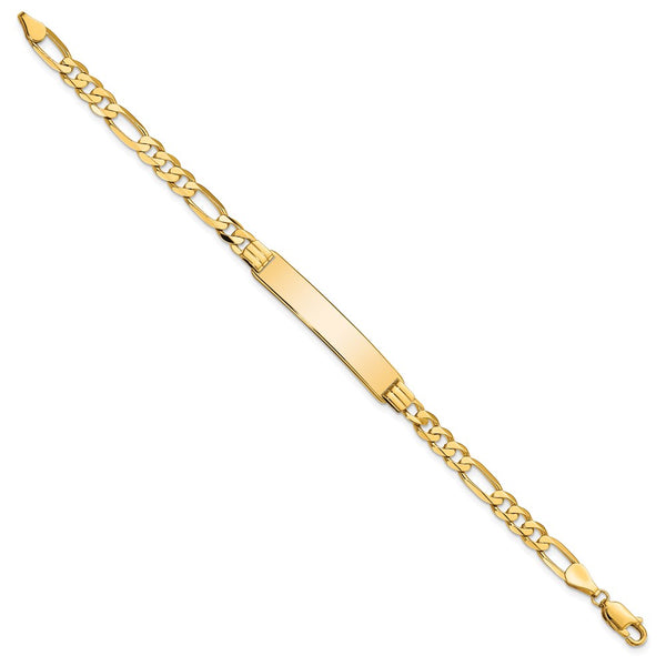 14KT Yellow Gold 8-inch 7MM Flat Figaro ID Bracelet