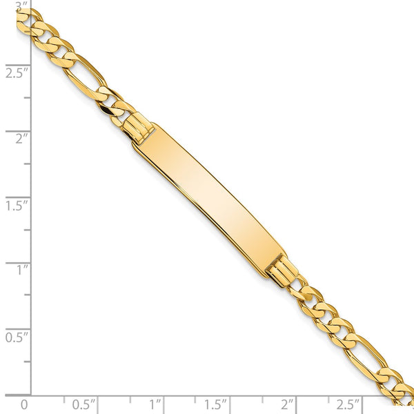 14KT Yellow Gold 8-inch 7MM Flat Figaro ID Bracelet
