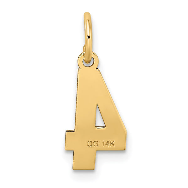 14KT Yellow Gold 18X7MM Number 4 Pendant. Chain Not Included