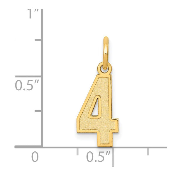 14KT Yellow Gold 18X7MM Number 4 Pendant. Chain Not Included