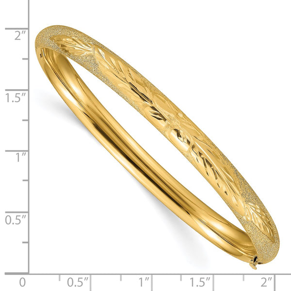 14KT Yellow Gold 7.5-inch 7MM Hinged Safety Clasp Bangle Bracelet