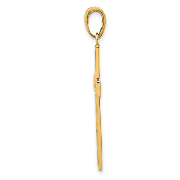 14KT Yellow Gold 37X18MM Cross Pendant. Chain Not Included
