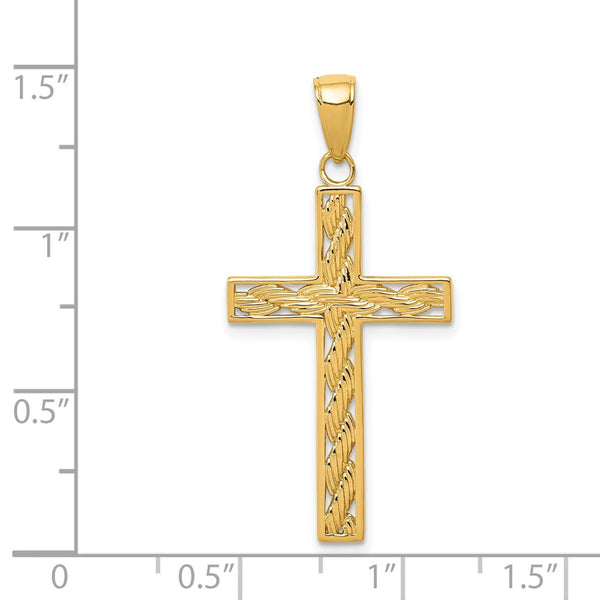 14KT Yellow Gold 37X18MM Cross Pendant. Chain Not Included