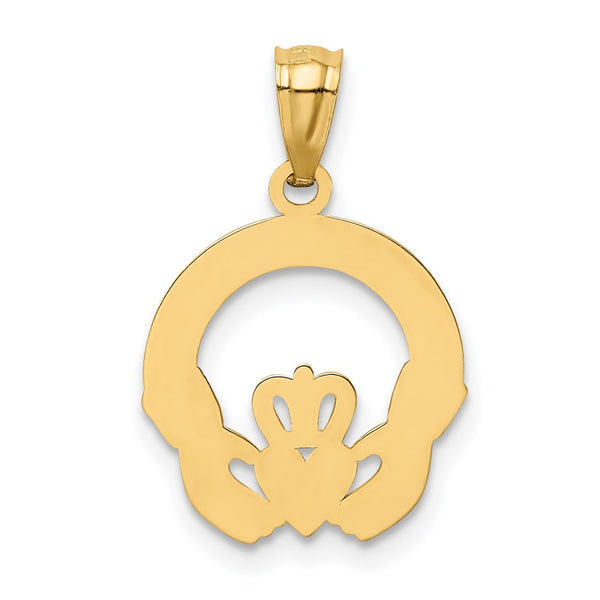 14KT Gold Claddagh Charm Pendant. Chain not Included.