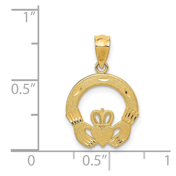14KT Gold Claddagh Charm Pendant. Chain not Included.
