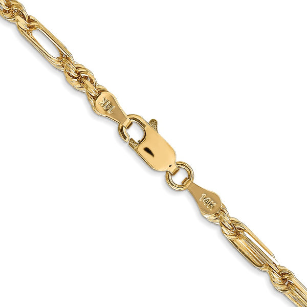 14KT Yellow Gold 22-inch 3MM Diamond-cut Milano Rope Chain