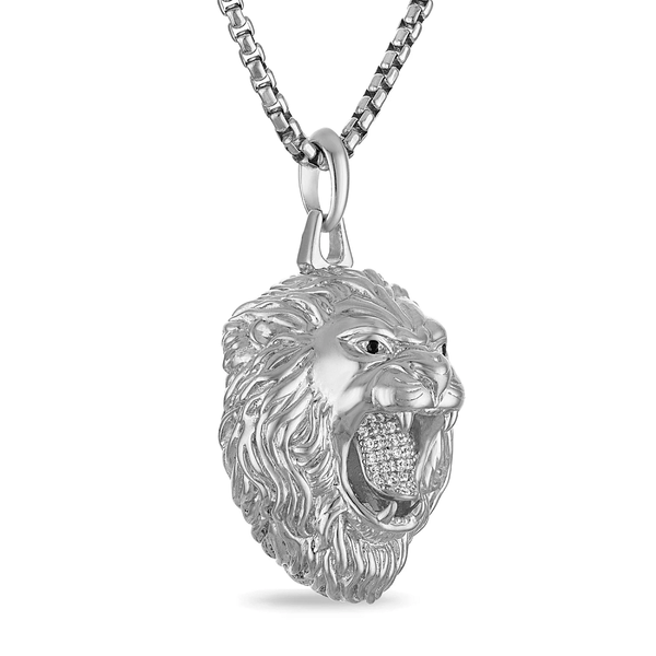 Bulova Marc Anthony Collection Sterling Silver and 1/5 CTW Natural Diamond Lion Pendant