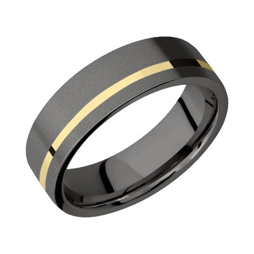 Lashbrook Tantalum Noir Band with Sand Sand Finish and 14KT Yellow Gold Inlay