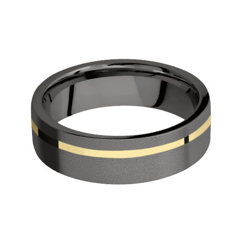Lashbrook Tantalum Noir Band with Sand Sand Finish and 14KT Yellow Gold Inlay