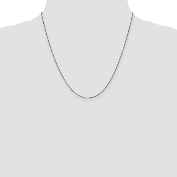 14KT White Gold 20-inch 1MM Diamond-cut Spiga Link Pendant Chain