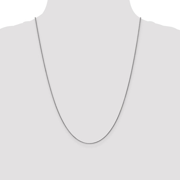 14KT White Gold 24-inch 1MM Diamond-cut Spiga Link Pendant Chain