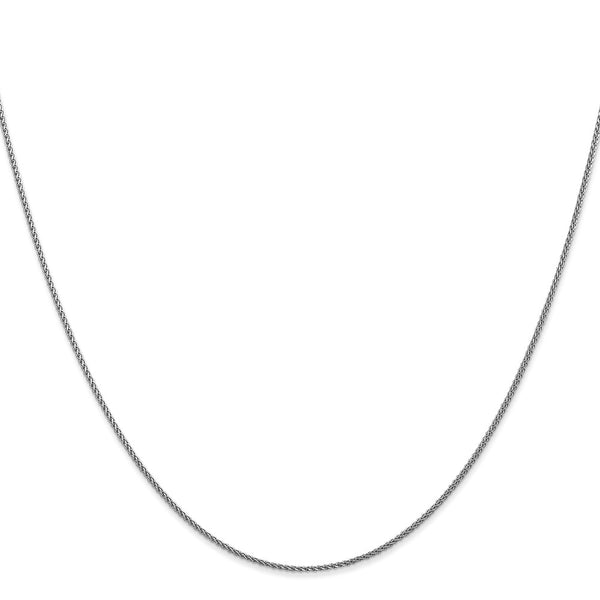 14KT White Gold 18-inch 1MM Diamond-cut Lobster Clasp Spiga Link Pendant Chain