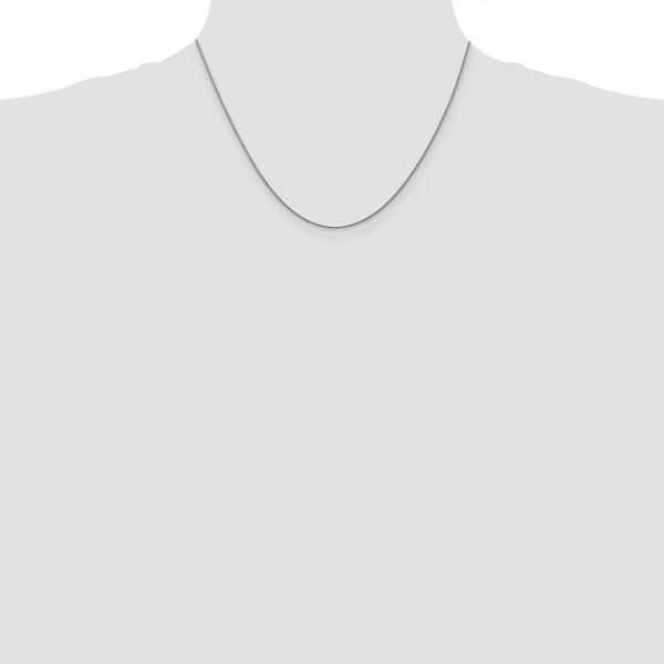 14KT White Gold 18-inch 1MM Diamond-cut Lobster Clasp Spiga Link Pendant Chain