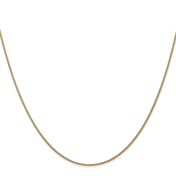 14KT Yellow Gold 16-inch 1MM Diamond-cut Lobster Clasp Spiga Link Pendant Chain