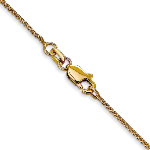 14KT Yellow Gold 16-inch 1MM Diamond-cut Lobster Clasp Spiga Link Pendant Chain