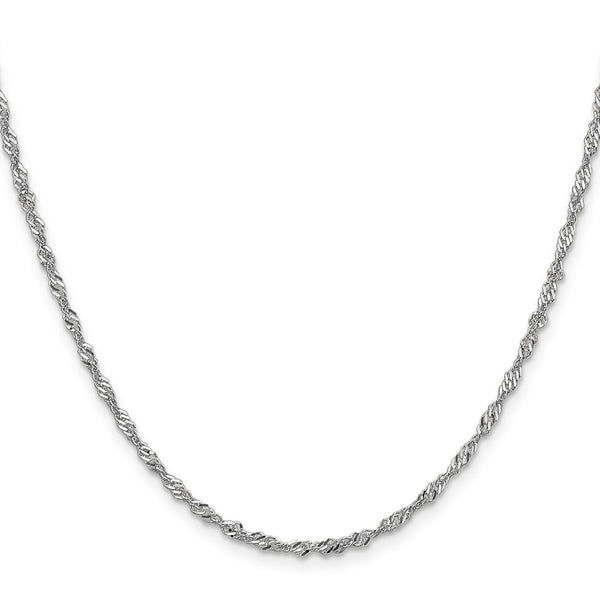 14KT White Gold 30-inch 2MM Diamond-cut Lobster Clasp Singapore Chain