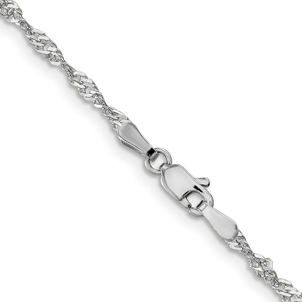 14KT White Gold 30-inch 2MM Diamond-cut Lobster Clasp Singapore Chain