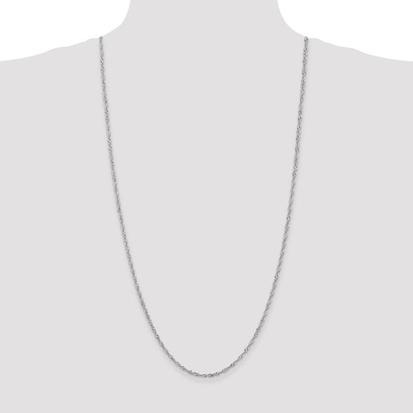 14KT White Gold 30-inch 2MM Diamond-cut Lobster Clasp Singapore Chain