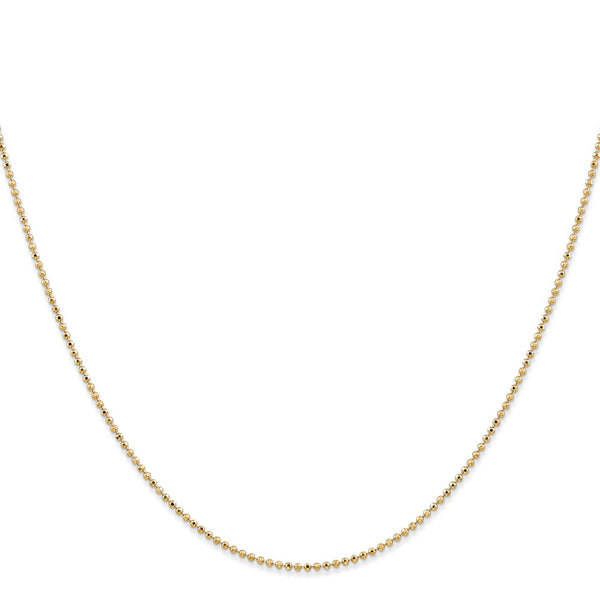 14KT Yellow Gold 16-inch 1.2MM Diamond-cut Lobster Clasp Beaded Chain