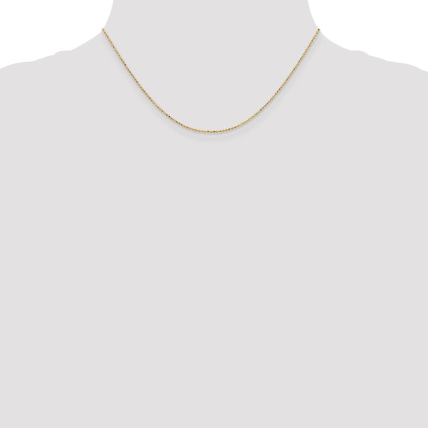 14KT Yellow Gold 16-inch 1.2MM Diamond-cut Lobster Clasp Beaded Chain