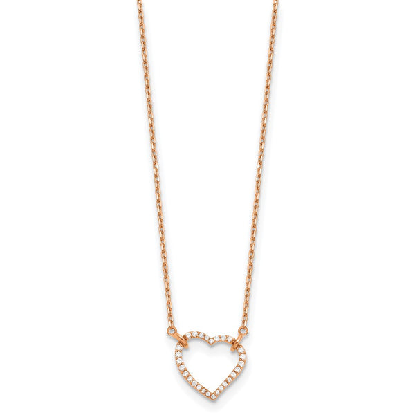 14KT Rose Gold 1/5 CTW 18-inch 15MM Heart Necklace