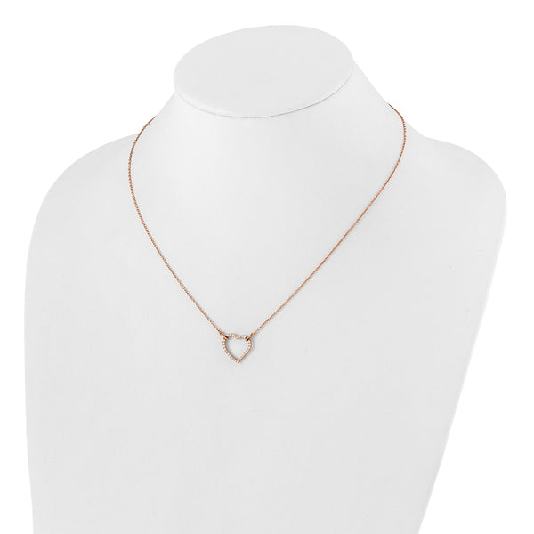 14KT Rose Gold 1/5 CTW 18-inch 15MM Heart Necklace