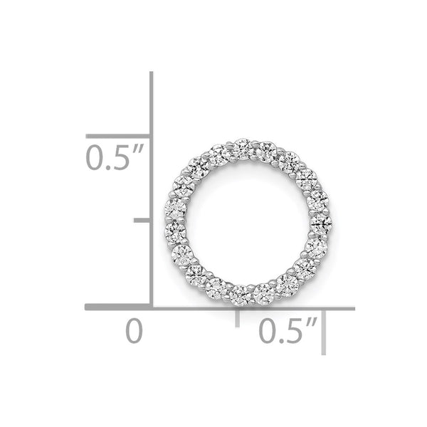 3/8 CTW Natural Diamond Circle Pendant in 14KT White Gold. Chain not Included