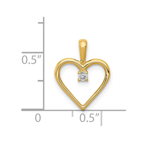 1/30 CTW Natural Diamond Heart Pendant in 14KT Yellow Gold. Chain not Included