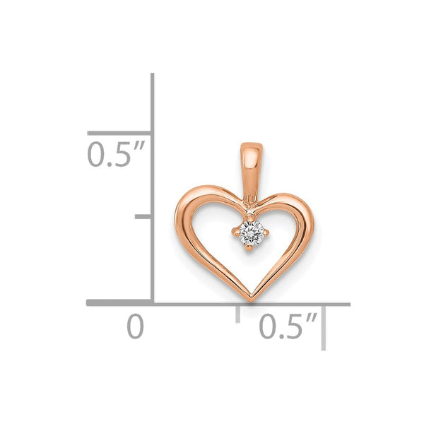 1/50 CTW Natural Diamond Heart Pendant-Chain Not Included in 14KT Rose Gold
