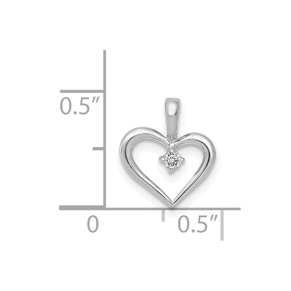 1/50 CTW Natural Diamond Heart Pendant in 14KT White Gold. Chain not Included