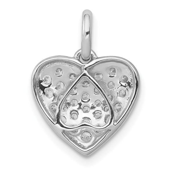 1/2 CTW Natural Diamond Pave Heart Pendant in 14KT White Gold. Chain not Included