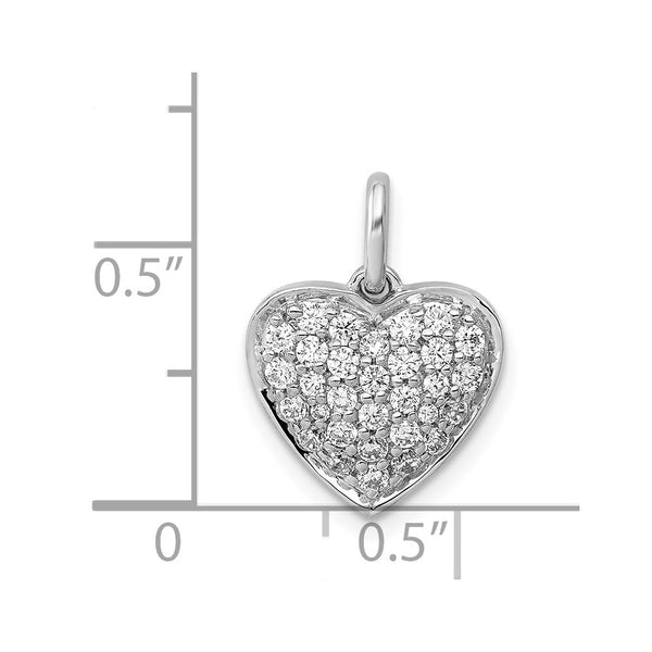 1/2 CTW Natural Diamond Pave Heart Pendant in 14KT White Gold. Chain not Included