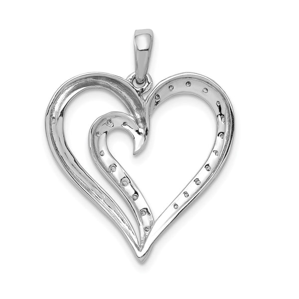 1/10 CTW Natural Diamond Heart Pendant in 14KT White Gold. Chain not Included