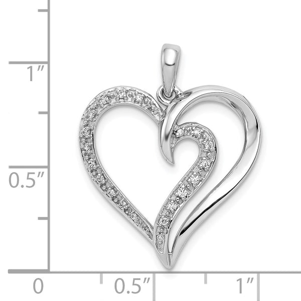 1/10 CTW Natural Diamond Heart Pendant in 14KT White Gold. Chain not Included