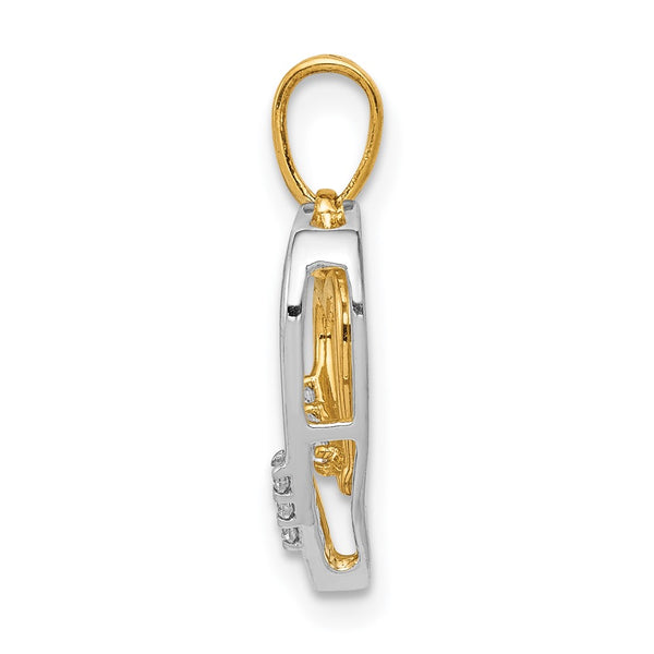 1/30 CTW Natural Diamond Heart Pendant in 14KT White and Yellow Gold. Chain not Included