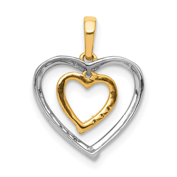 1/30 CTW Natural Diamond Heart Pendant in 14KT White and Yellow Gold. Chain not Included