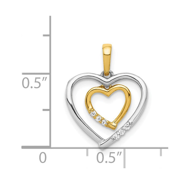 1/30 CTW Natural Diamond Heart Pendant in 14KT White and Yellow Gold. Chain not Included