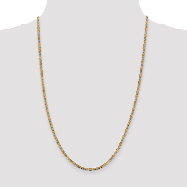14KT Gold Tri-Color 24-inch 2.75MM Valentino Chain