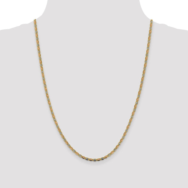 14KT Gold Tri-Color 24-inch 2.75MM Valentino Chain