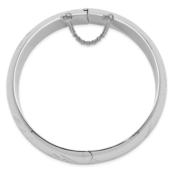 Sterling Silver 7-inch 20MM Diamond-cut Bangle Bracelet